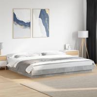 Bedframe met LED-verlichting bewerkt hout betongrijs 180x200 cm - thumbnail