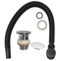 Badafvoer Klikplug En Sifon met Solid Surface Cover Chroom Mat Wit OP=OP - thumbnail