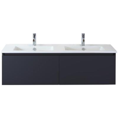 Frozen Badmeubelset 140 cm - Greeplijst in Kleur - Zwart Mat - Keramische Wastafel Wit 2 Kraangaten