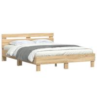Bedframe met hoofdeinde bewerkt hout sonoma eiken 140x200 cm - thumbnail