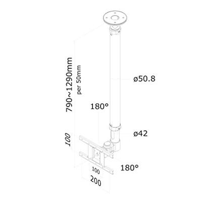 Neomounts FPMA-C100WHITE Plafondbeugel voor monitor Aantal monteerbare displays: 1 Display(s) 25,4 cm (10) - 76,2 cm (30) Wit In hoogte verstelbaar,