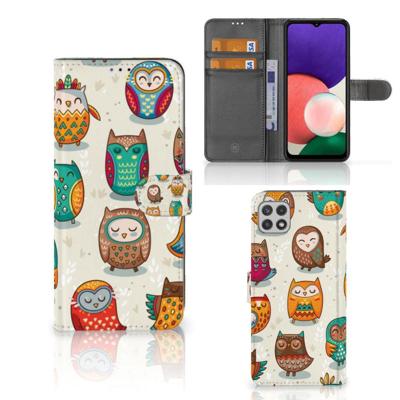 Samsung Galaxy A22 5G | Telefoonhoesje | Met pasjeshouder | Vrolijke Uilen