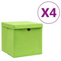Opbergboxen met deksel 4 st 28x28x28 cm groen - thumbnail