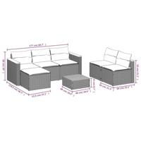 5-delige Loungeset met kussens poly rattan acacia zwart - thumbnail