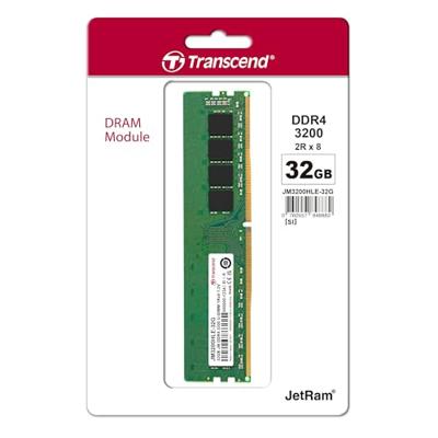 Transcend jm3200hle-32g jetram u-dimm, 32gb, ddr4, 3200 mhz, 2rx8, 2gx8, cl22, 1.2v