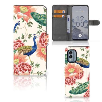 Telefoonhoesje | Met pasjeshouder | voor Nokia X30 Pink Peacock Telefoonhoesje | Met pasjeshouder | voor Nokia X30 Pink Peacock