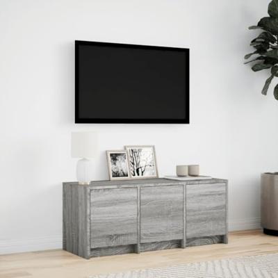 Tv-meubel met LED 97x34x40 cm bewerkt hout grijs sonoma eiken