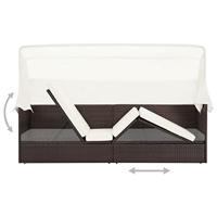 Tuinbank met luifel poly rattan bruin - thumbnail