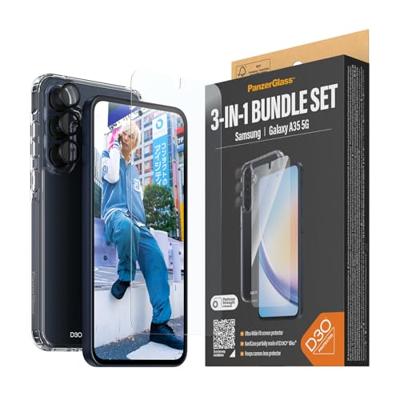 PanzerGlass 3-in-1 Ultra Wide Fit Bundle Glass + Case + Lens Set (hoesje + beschermglas) Samsung Galaxy A35 5G PanzerGlass 3-in-1 Ultra Wide Fit Bundle Glass + Case + Lens Set (hoesje + beschermglas) Samsung Galaxy A35 5G