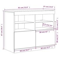 Dressoir met LED-verlichting 81x37x67 cm gerookt eikenkleurig - thumbnail