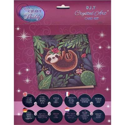 Craft Buddy crystal art kaart luiaard 18x18 cm Craft Buddy crystal art kaart luiaard 18x18 cm