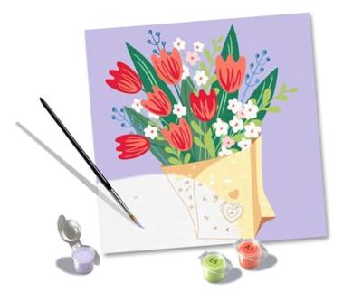 CreArt 20x20 cm Tulpenboeket, Creatieve Vrijetijdsbesteding, Volwassenen, Schilderen op Nummer, 25518, Ravensburger