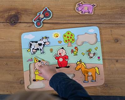 Bumba Studio 100 vormenpuzzel boerderij junior hout 7 stukjes