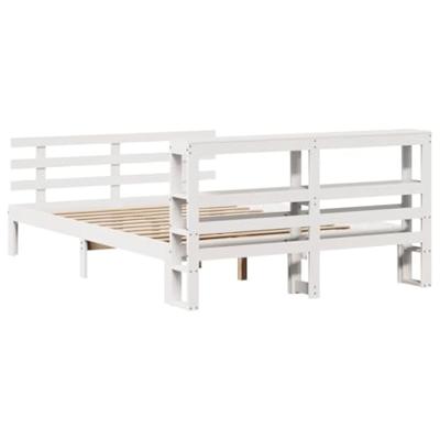 Bedframe met hoofdbord massief grenenhout wit 120x190 cm - thumbnail