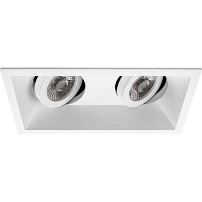 Kantelbare Dubbele GU10 Inbouwspot - Wit Aluminium - 185x93mm