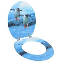 VidaXL Toiletbril met deksel pinguïn mdf - thumbnail