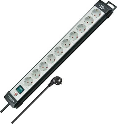 Brennenstuhl Premium-Line stekkerdoos 10-voudig zwart/lichtgrijs 3m H05VV-F 3G1,5 - 1951500100 - thumbnail
