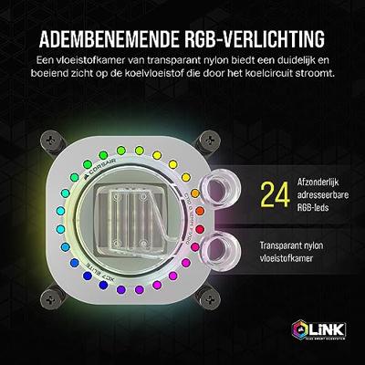 Raffreddamento ad acqua - CORSAIR - iCUE LINK XC7 RGB ELITE per presa Intel 1700 e AMD AM4/AM5 - Bianco