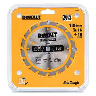 DeWalt Accessoires Cirkelzaagblad 136x10x16t, wisseltand, positief 20°, kerf 1,6mm - DT1946-QZ