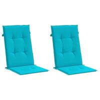 VidaXL Stoelkussens 2 st hoge rug stof turquoise - thumbnail
