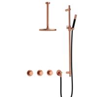 Hotbath Cobber IBS70 inbouwdouche met 30cm plafondbuis en glijstang geborsteld koper - thumbnail