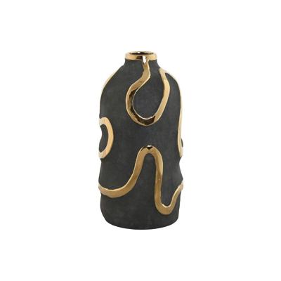 Vaas Home ESPRIT Grijs Gouden Keramiek Abstract Modern 17 x 17 x 35 cm Vaas Home ESPRIT Grijs Gouden Keramiek Abstract Modern 17 x 17 x 35 cm