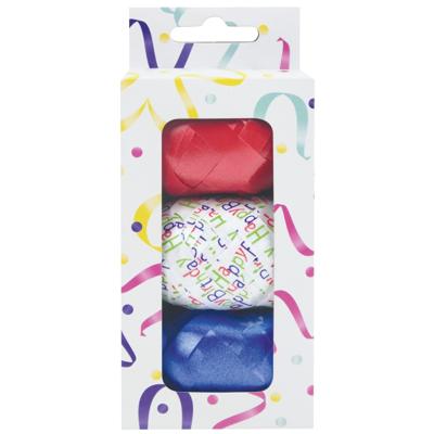 Krullint set à 3 kleuren rood blauw wit birthday