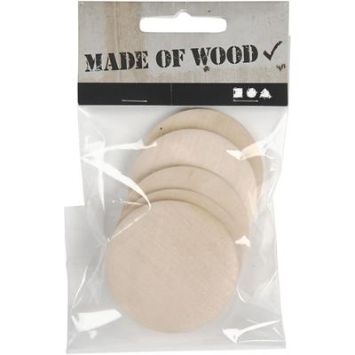 Creativ Company Houten knopen, d 50 mm, dikte 10 mm, 5 stuk/ 1 doos - thumbnail
