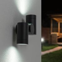 Silva - LED Wandlamp - IP64 Waterdicht - 8 Watt 690 Lumen - GU10 Fitting - 6500K Koud Wit - Dimbaar - Kantelbaar - Voor binnen en buiten - Up & Down Light - Zwart - thumbnail