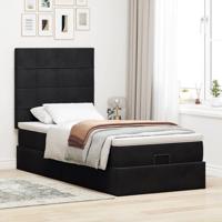Ottoman bed met matrassen 80x200cm fluweel zwart - thumbnail