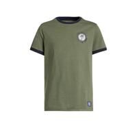 WE Fashion T-shirt met printopdruk legergroen/wit - thumbnail