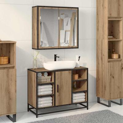 Badkamermeubelset 2 pcs artisanaal eikenkleurig 80 x 33 x 60 cm