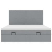 Ottoman bed met matrassen en LED's 200x200cm stof lichtgrijs - thumbnail