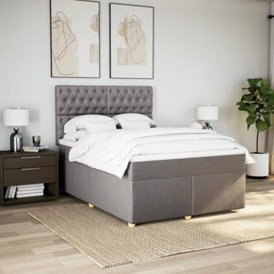 Boxspring met matras stof taupe 160x200 cm