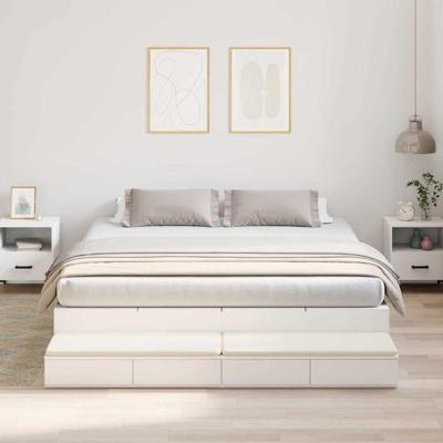 Opbergbedframe met lade Wit 236.5 x 180 x 31.5 cm Bewerkt hout