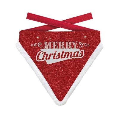 PLENTY GIFTS KERST BANDANA MERRY CHRISTMAS GLITTER ROOD