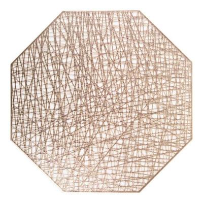 Pastorale achthoekige PVC geïsoleerde placemat creatieve holle placemat huishoudelijke tafel decoratie (goud)