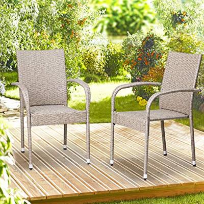 Polyrattan Stapelstoel Comfort Set van 4 kleur Creme Polyrattan Stapelstoel Comfort Set van 4 kleur Creme