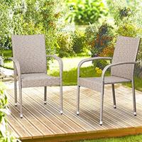 Polyrattan Stapelstoel Comfort Set van 4 kleur Creme - thumbnail