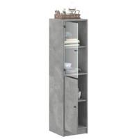 Hoge kast met glazen deur 35x37x142 cm betongrijs - thumbnail