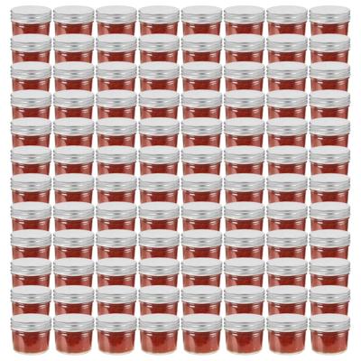 VidaXL Jampotten met zilverkleurige deksels 96 st 110 ml glas