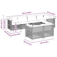 7-delige Loungeset met kussens poly rattan zwart - thumbnail