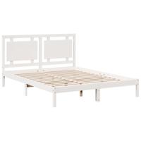 Bedframe extra lang zonder matras massief hout wit 160x220 cm - thumbnail