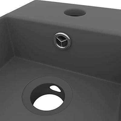 VidaXL Wastafel met overloop keramiek donkergrijs