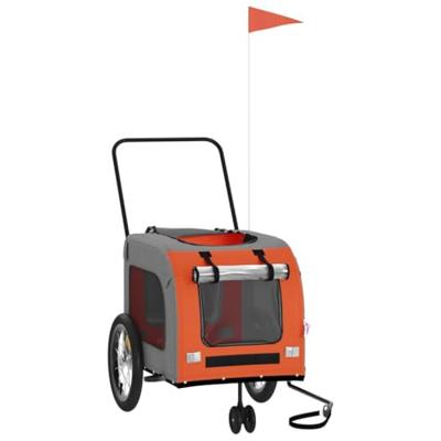 VidaXL Hondenfietstrailer oxford stof en ijzer oranje en grijs - thumbnail