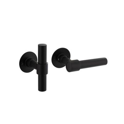 Intersteel Deurklink L/T-model met rozet 2mm RVS/zwart Intersteel Deurklink L/T-model met rozet 2mm RVS/zwart