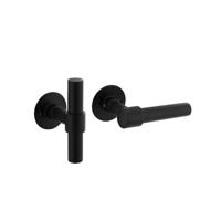 Intersteel Deurklink L/T-model met rozet 2mm RVS/zwart - thumbnail