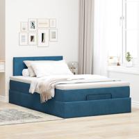 Ottoman bed met matras 90x190cm fluweel donkerblauw - thumbnail