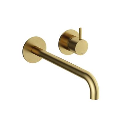 Inbouw Wastafelkraan Hotbath Cobber 25 cm Gebogen Uitloop 1-Hendel Geborsteld Messing PVD