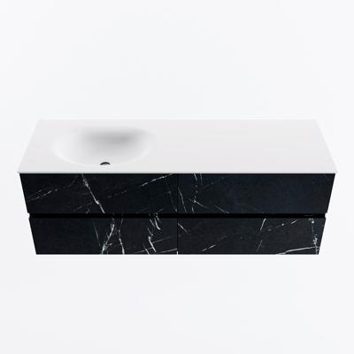 MONDIAZ VICA 140cm badmeubel onderkast Marquina 4 lades. Wastafel MOON links zonder kraangat, kleur Talc.